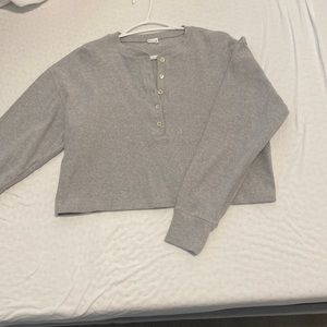 Wilfred waffle knit crop top long sleeve